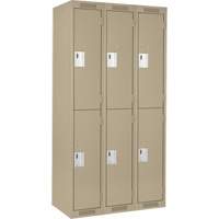 Clean Line Lockers, 2 -tier, Bank of 3, 36" x 18" x 72", Steel, Beige, Rivet (Assembled) Canadian Safety Group Inc.