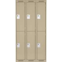Clean Line Lockers, 2 -tier, Bank of 3, 36" x 18" x 72", Steel, Beige, Rivet (Assembled) Canadian Safety Group Inc.