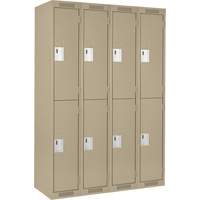 Clean Line Lockers, 2 -tier, Bank of 4, 48" x 18" x 72", Steel, Beige, Rivet (Assembled) Canadian Safety Group Inc.