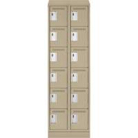 Clean Line Lockerette , 6 -tier, Bank of 2, 24" x 18" x 82", Steel, Beige, Rivet (Assembled) Canadian Safety Group Inc.
