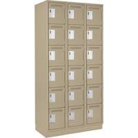 Clean Line Lockerette, 6 -tier, Bank of 3, 36" x 18" x 76", Steel, Beige, Rivet (Assembled) Canadian Safety Group Inc.