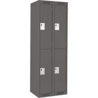 Clean Line Lockers, 2 -tier, Bank of 2, 24" x 18" x 72", Steel, Charcoal, Rivet (Assembled) Canadian Safety Group Inc.