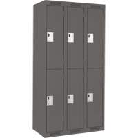 Clean Line Lockers, 2 -tier, Bank of 3, 36" x 18" x 72", Steel, Charcoal, Rivet (Assembled) Canadian Safety Group Inc.