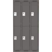 Clean Line Lockers, 2 -tier, Bank of 3, 36" x 18" x 72", Steel, Charcoal, Rivet (Assembled) Canadian Safety Group Inc.