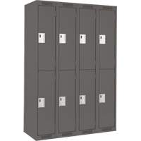Clean Line Lockers, 2 -tier, Bank of 4, 48" x 18" x 72", Steel, Charcoal, Rivet (Assembled) Canadian Safety Group Inc.