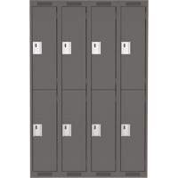 Clean Line Lockers, 2 -tier, Bank of 4, 48" x 18" x 72", Steel, Charcoal, Rivet (Assembled) Canadian Safety Group Inc.