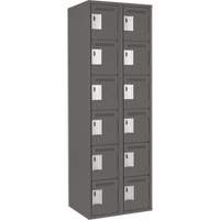 Clean Line Lockerette, 6 -tier, Bank of 2, 24" x 18" x 72", Steel, Charcoal, Rivet (Assembled) Canadian Safety Group Inc.