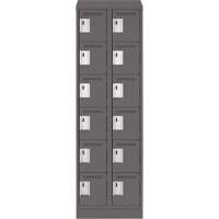 Clean Line Lockerette, 6 -tier, Bank of 2, 24" x 18" x 82", Steel, Charcoal, Rivet (Assembled) Canadian Safety Group Inc.