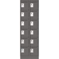 Clean Line Lockerette, 6 -tier, Bank of 2, 24" x 18" x 76", Steel, Charcoal, Rivet (Assembled) Canadian Safety Group Inc.