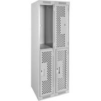 Clean Line Lockers, 2 -tier, Bank of 2, 24" x 12" x 72", Steel, Grey, Rivet (Assembled), Perforated Canadian Safety Group Inc.