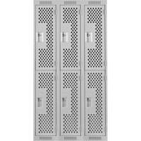 Clean Line Lockers, 2 -tier, Bank of 3, 36" x 12" x 72", Steel, Grey, Rivet (Assembled), Perforated Canadian Safety Group Inc.