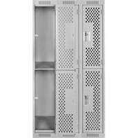 Clean Line Lockers, 2 -tier, Bank of 3, 36" x 12" x 72", Steel, Grey, Rivet (Assembled), Perforated Canadian Safety Group Inc.