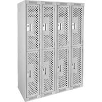 Clean Line Lockers, 2 -tier, Bank of 4, 48" x 12" x 72", Steel, Grey, Rivet (Assembled), Perforated Canadian Safety Group Inc.