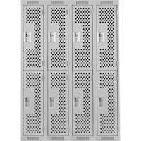 Clean Line Lockers, 2 -tier, Bank of 4, 48" x 12" x 72", Steel, Grey, Rivet (Assembled), Perforated Canadian Safety Group Inc.