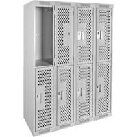 Clean Line Lockers, 2 -tier, Bank of 4, 48" x 12" x 72", Steel, Grey, Rivet (Assembled), Perforated Canadian Safety Group Inc.