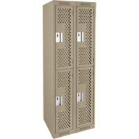 Clean Line Lockers, 2 -tier, Bank of 2, 24" x 12" x 72", Steel, Beige, Rivet (Assembled), Perforated Canadian Safety Group Inc.