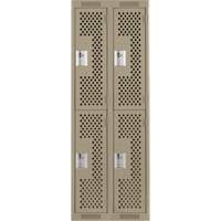 Clean Line Lockers, 2 -tier, Bank of 2, 24" x 12" x 72", Steel, Beige, Rivet (Assembled), Perforated Canadian Safety Group Inc.