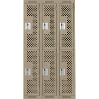 Clean Line Lockers, 2 -tier, Bank of 3, 36" x 12" x 72", Steel, Beige, Rivet (Assembled), Perforated Canadian Safety Group Inc.