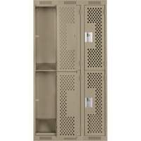 Clean Line Lockers, 2 -tier, Bank of 3, 36" x 12" x 72", Steel, Beige, Rivet (Assembled), Perforated Canadian Safety Group Inc.