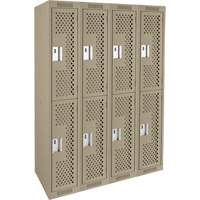 Clean Line Lockers, 2 -tier, Bank of 4, 48" x 12" x 72", Steel, Beige, Rivet (Assembled), Perforated Canadian Safety Group Inc.