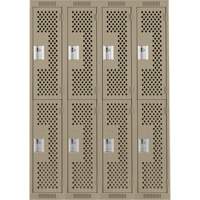 Clean Line Lockers, 2 -tier, Bank of 4, 48" x 12" x 72", Steel, Beige, Rivet (Assembled), Perforated Canadian Safety Group Inc.