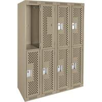 Clean Line Lockers, 2 -tier, Bank of 4, 48" x 12" x 72", Steel, Beige, Rivet (Assembled), Perforated Canadian Safety Group Inc.
