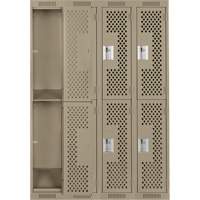 Clean Line Lockers, 2 -tier, Bank of 4, 48" x 12" x 72", Steel, Beige, Rivet (Assembled), Perforated Canadian Safety Group Inc.