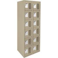 Assembled Lockerettes Clean Line Perforated Economy Lockers, 6 -tier, Bank of 2, 18" x 72" x 12", Steel Canadian Safety Group Inc.