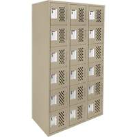 Assembled Lockerettes Clean Line Perforated Economy Lockers, 6 -tier, Bank of 3, 18" x 72" x 12", Steel Canadian Safety Group Inc.