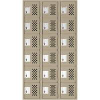 Assembled Lockerettes Clean Line Perforated Economy Lockers, 6 -tier, Bank of 3, 18" x 72" x 12", Steel Canadian Safety Group Inc.