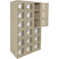 Assembled Lockerettes Clean Line Perforated Economy Lockers, 6 -tier, Bank of 3, 18" x 72" x 12", Steel Canadian Safety Group Inc.