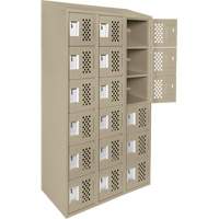Assembled Lockerettes Clean Line Perforated Economy Lockers, 6 -tier, Bank of 3, 18" x 72" x 12", Steel Canadian Safety Group Inc.