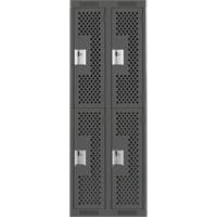 Casiers Clean Line, 2 niveaux, Bloc de 2, 24" x 12" x 72", Acier, Charbon, Rivet (assembl&eacute;), Perfor&eacute; Canadian Safety Group Inc.
