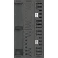 Clean Line Lockers, 2 -tier, Bank of 3, 36" x 12" x 72", Steel, Charcoal, Rivet (Assembled), Perforated Canadian Safety Group Inc.