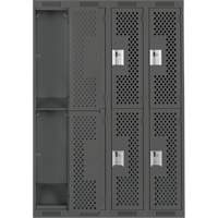 Clean Line Lockers, 2 -tier, Bank of 4, 48" x 12" x 72", Steel, Charcoal, Rivet (Assembled), Perforated Canadian Safety Group Inc.