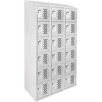Assembled Lockerettes Clean Line Perforated Economy Lockers, 6 -tier, Bank of 3, 18" x 72" x 12", Steel Canadian Safety Group Inc.