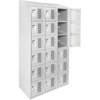 Assembled Lockerettes Clean Line Perforated Economy Lockers, 6 -tier, Bank of 3, 18" x 72" x 12", Steel Canadian Safety Group Inc.