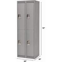 Lockers, 2 -tier, Bank of 2, 24" x 18" x 72", Steel, Grey, Knocked Down Canadian Safety Group Inc.