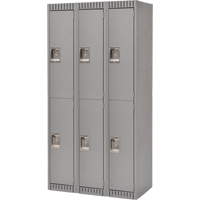 Lockers, 2 -tier, Bank of 3, 36" x 18" x 72", Steel, Grey, Knocked Down Canadian Safety Group Inc.