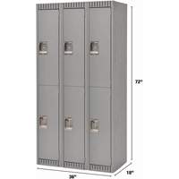 Lockers, 2 -tier, Bank of 3, 36" x 18" x 72", Steel, Grey, Knocked Down Canadian Safety Group Inc.
