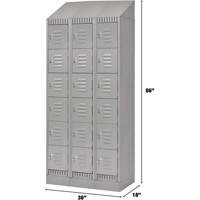 Lockers, 6 -tier, Bank of 3, 36" x 18" x 86", Steel, Grey, Knocked Down Canadian Safety Group Inc.