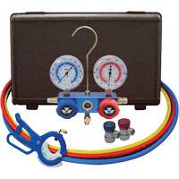Automotive Manifold Gauge Set with Manual Couplers & 3-in-1 Side Mount Can Tap Valve Canadian Safety Group Inc.