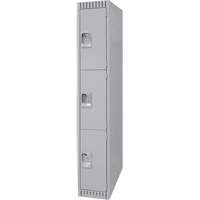 Lockers, 3 -tier, 12" x 18" x 72", Steel, Grey, Knocked Down Canadian Safety Group Inc.