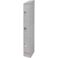 Lockers, 3 -tier, 12" x 18" x 86", Steel, Grey, Knocked Down Canadian Safety Group Inc.