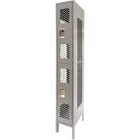 Vented Lockers, 2 -tier, 12" x 18" x 78", Steel, Grey, Knocked Down, Perforated Canadian Safety Group Inc.