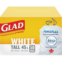 Sacs &agrave; ordures hauts 45 L avec Febreze, R&eacute;gulier, 24" la x 28" lo, Blanc Canadian Safety Group Inc.