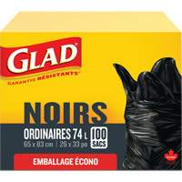Sacs &agrave; ordures 74 L, R&eacute;gulier, 26" la x 33" lo, Noir Canadian Safety Group Inc.