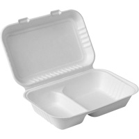 Contenants &agrave; charni&egrave;re pour nourriture compostable avec compartiments, Bagasse, Rectangulaire Canadian Safety Group Inc.