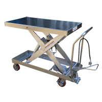 Pneumatic Hydraulic Scissor Lift Table, Stainless Steel, 47-1/2" L x 24" W, 2000 lbs. Cap. Canadian Safety Group Inc.