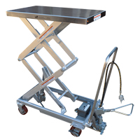 Pneumatic Hydraulic Scissor Lift Table, Stainless Steel, 32-1/2" L x 19-3/4" W, 1000 lbs. Cap. Canadian Safety Group Inc.